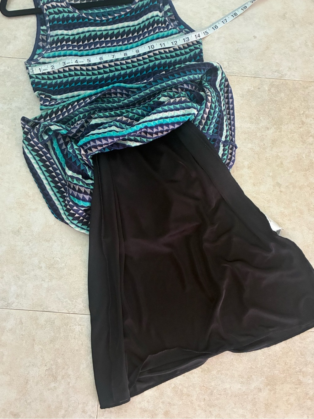 Missoni Sleeveless Patterned Knit Dress in Teal & Navy - Picture 3 of 7